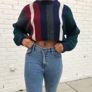 Cropped striped sweater